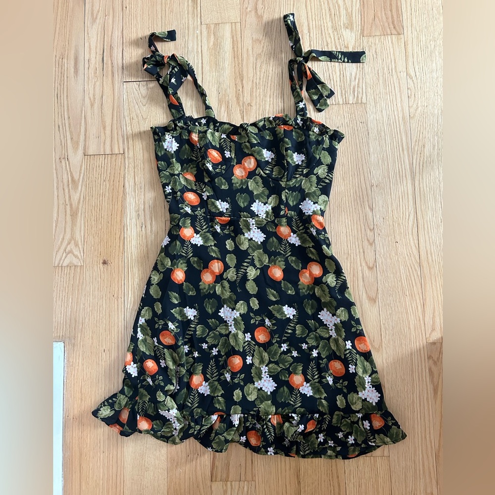 Adjustable Orange Print Mini Dress
